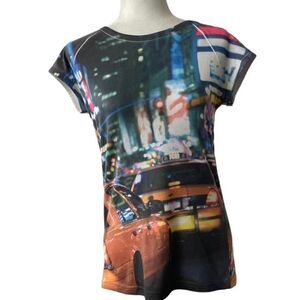 Fresh FX Art Deco Auto City Sublimation Design T-Shirt SZ L